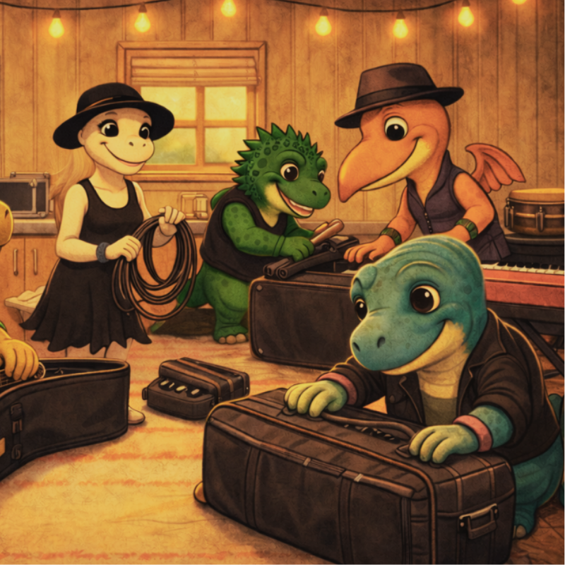 The Brontos are packing for vacation.